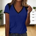 thumbnail image 4 of Enjoytime Short Sleeve Tops for Women Patchwork V-Neck T-Shirt Summer Business Casual Basic Tees, 4 of 6