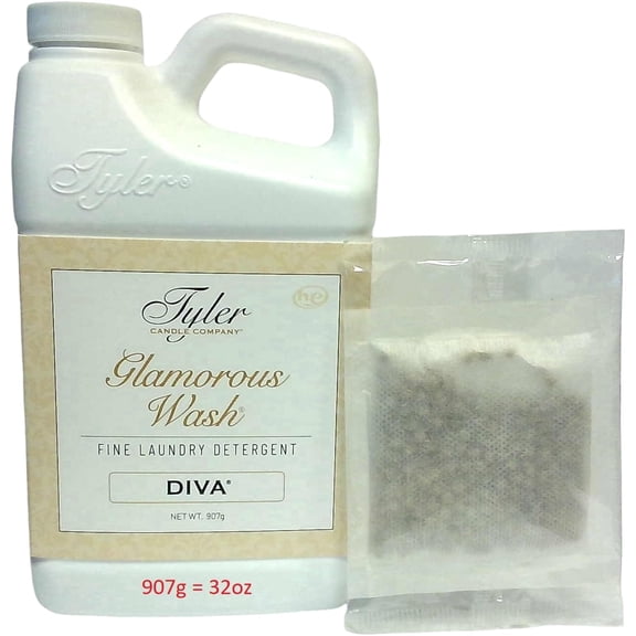 Tyler Candle Diva Glamorous Wash Liquid Laundry Detergent, 11Loads, 32 fl oz with Scent Sachet
