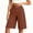 Coffee, variant on Erwazi Shorts for Women Solid Button Cotton Linen High Waist Knee Length Casual Shorts with Pocket