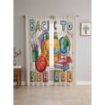 thumbnail image 4 of Sheer Curtains 96 Inches Long 2 Panels, Vintage Crayon Globe Rod Pocket Curtain Voile Draperies, Back to School Words on Linen Light Filtering Window Treatment for Living Room Kitchen Bedroom, 4 of 8
