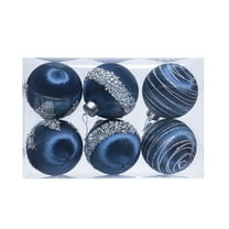 DefiDgd 6pcs 2.36in Christmas Tree Velvet Balls Ornaments Decoration,Colorful Knitted Hanging Decorations,Shatterproof Christmas Balls Shiny and Finishes Ball for Xmas Fireplace Home Decor(Blue)