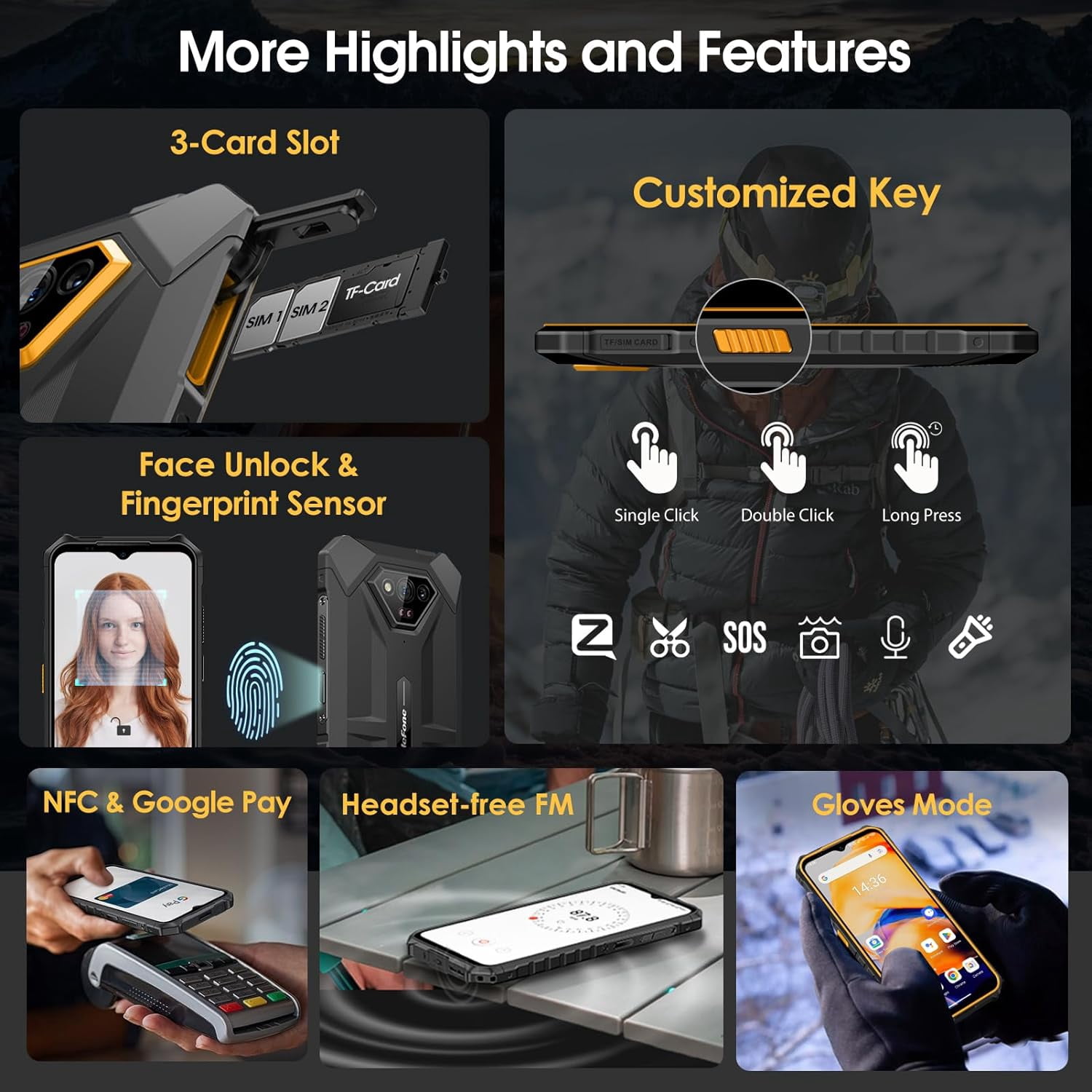 Ulefone Armor X13 Rugged Phone, 12 64GB, 50MP Rear Camera, 24MP Night Vision Camera, Android 15 OS Rugged Smartphone
