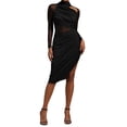 thumbnail image 1 of Vestido de fiesta Tsukko Chiffon negro de manga larga para mujer, 1 of 5
