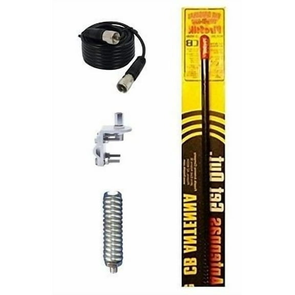 NEW FIRESTIK KW2,  KW2 B 2FT BLACK CB ANTENNA, 9FT COAX, MOUNT, SPRING