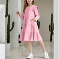 thumbnail image 5 of SERTG Kids Long Sleeve Casual Mesh Dress Spring Fall Fashion Skirt Princess Party Gown Elegant Performance for Children 3-9 Years(Pink,11 Years), 5 of 7