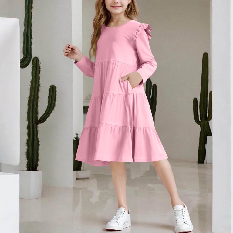 cute cotton dresses cheap Amazon.com: Casual Long Sleeve Girls Dresses Puff Sleeve A-line Teen Dress Beach Boho Casual Cotton Dresses (Green, 2-3 Years) : Clothing, Shoes & Jewelry