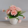 thumbnail image 3 of Flores artificiales en macetas de plástico planta de simulación oficina en casa decoración floral falsa, rosa melocotón 5 flores Advancent HA7823-04B, 3 of 3