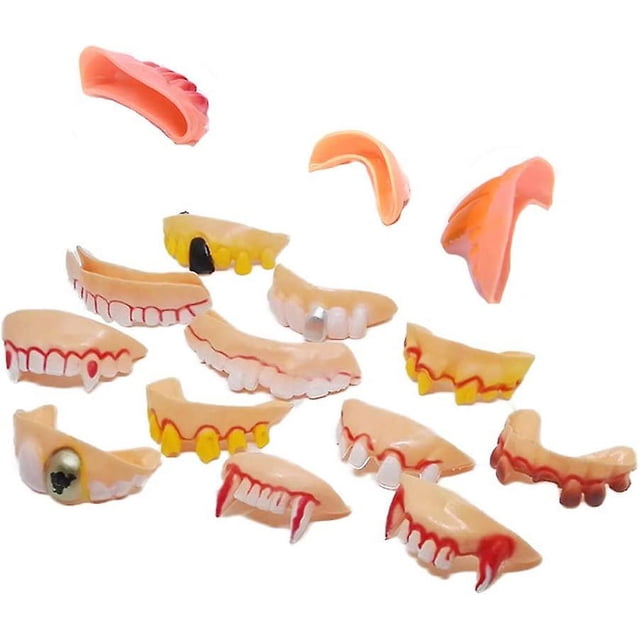 50 Pcs Funny Teeth Ugly Fake Teeth Prank Toy Plastic Troubled Teeth, For Holiday Christmas Decoration--