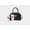 Black, variant on Diamond Quilted Mini Boston Handbag, Plush Bear Charm Crossbody Shoulder Purse for Women, Plain Off White
