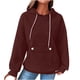 thumbnail image 2 of HongQid Womens Hoodies Casual Long Sleeve Drawstring Waffle Pullover Tops Loose Hooded Sweatshirt with Pocket, 2 of 4