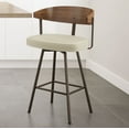 thumbnail image 5 of Amisco Quinton 30 In. Bar Stool - Cream Bouclé Polyester / Dark Brown Metal / Light Brown Wood, 5 of 10