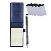 7 Pieces Mini Pocket Notepad Holder Set, Included Mini Pocket Notepad Holder with 50 Lined Sheets, Metal Pen and 5 Pieces 3 x 5 Inch Memo Book Refills, 30 Lined Paper Per Note Pad