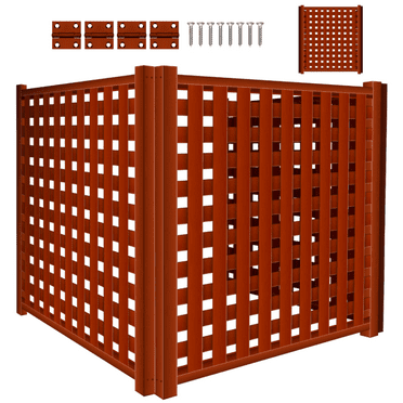 3 Panels Air Conditioner Fence, Privacy Fence to Hide AC and Trash Enclosure, 32.7" X 32.7" X 37"Outside Wood Privacy Fence