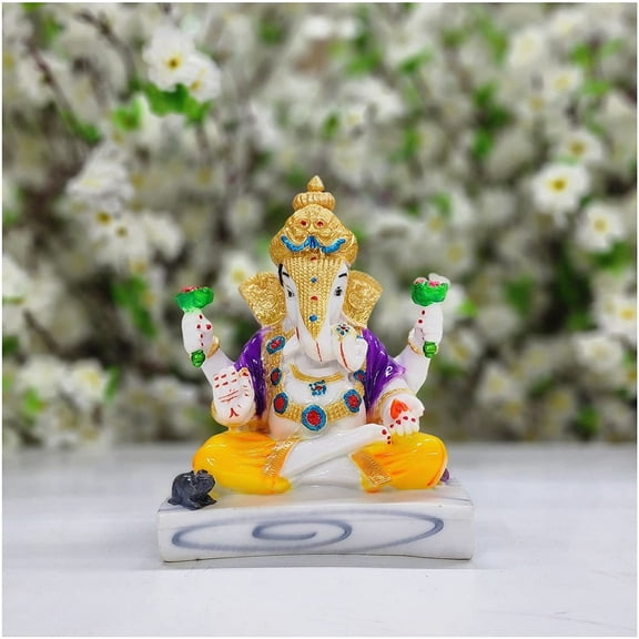 Ganesha Statue in Marble Dust Hindu God Statue Ganesha Sculpture Indian God Idol Ganesh Figure Vinayaka Statue Good Luck God for Gift Indian Handcrafted Statue Ganesha Murti - AtoZ India Cart