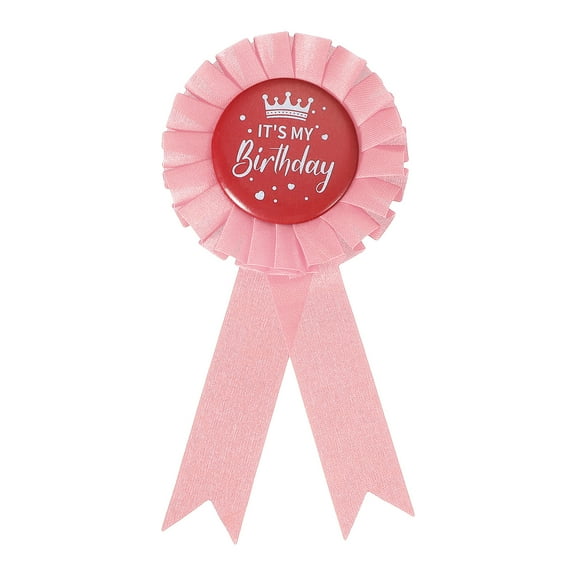 Uxcell 6" x 3" Birthday Ribbon, It's My Birthday Pin Badge Brooch for Party Decoration, Pink/Light Pink
