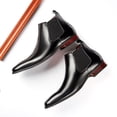 thumbnail image 2 of Botas Chelsea de otoño e invierno, botas cortas de cuero genuino para hombre, ropa formal de negocios, 2 of 5