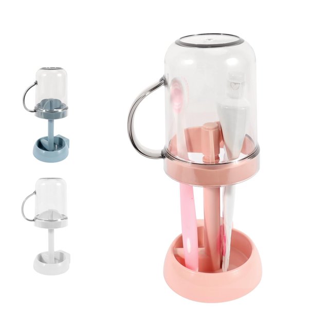 Kitchen Supplies Toothbrush Holder With Cup/Cover Contains 3 Slots Adjustable Height Toothbrush Stand Compatible With Toothpaste Toothbrushes And Conventional Toothbrushes