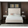 thumbnail image 5 of Pemberly Row Contemporary Solid Wood and Velvet King Bed in Cream, 5 of 10