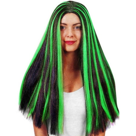 Dark Witch Wig - Adult Black & Green Witch Wig