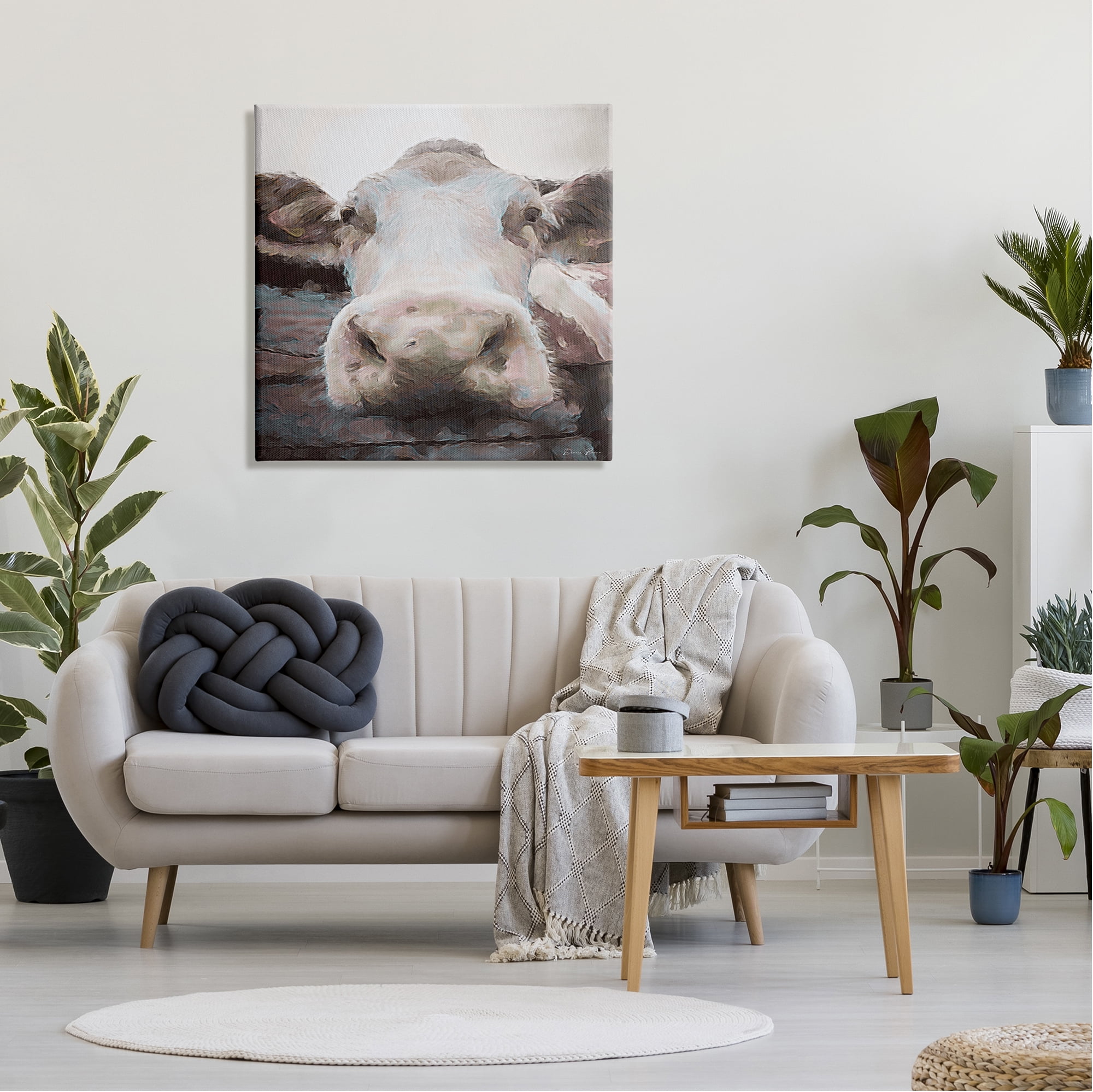 Stupell Industries Farm Cow Abstraction Animals & Insects Painting Gallery Wrapped Canvas Art Print Wall Art, 30 x 30