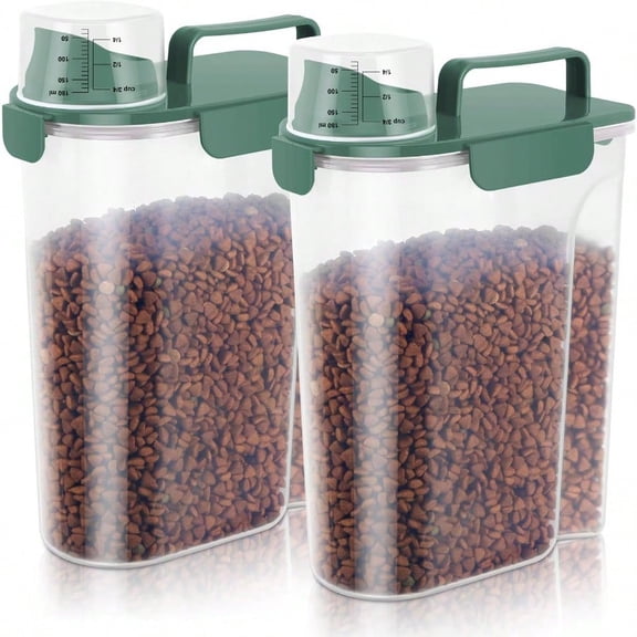 5lbs Cat Dog Storage Container Portable With Upgraded Large Spout And Cup Plastic Pet Food Dispenser BPAFree For Small Animal Kibble Bird Seed Oatmeal Rice Flour Brown Sugart2 Set Royal Green