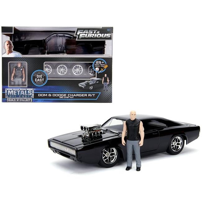 Jada 30698 Model Kit Dodge Charger R T Black with Dom Diecast Figure Fast Furious Movie Build N Collect 1 24 Diecast Model Car Walmart