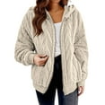 thumbnail image 2 of ‌FDGIU Women's Oversized Coat Zip Up Sherpa Jacket - Fuzzy Fleece Hooded Coat with Pockets, Warm Fluffy Fall Winter Outerwear, 2 of 7