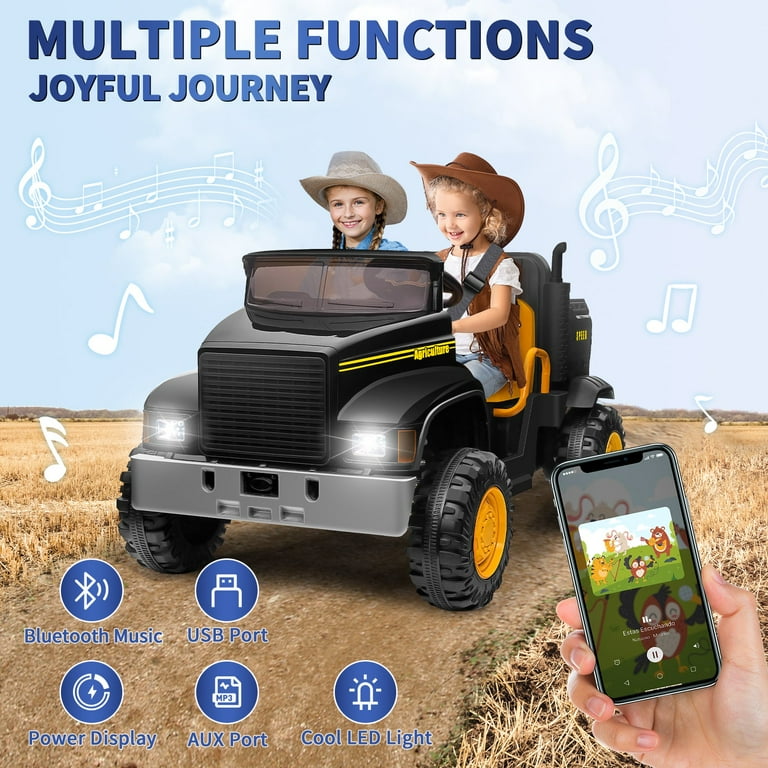 Joyracer 2 Seater 24V Ride on UTV with Remote Control 2x200W Ride on Dump Truck Car Electric Battery Powered Ride on Toys w Trailer 3 Speeds