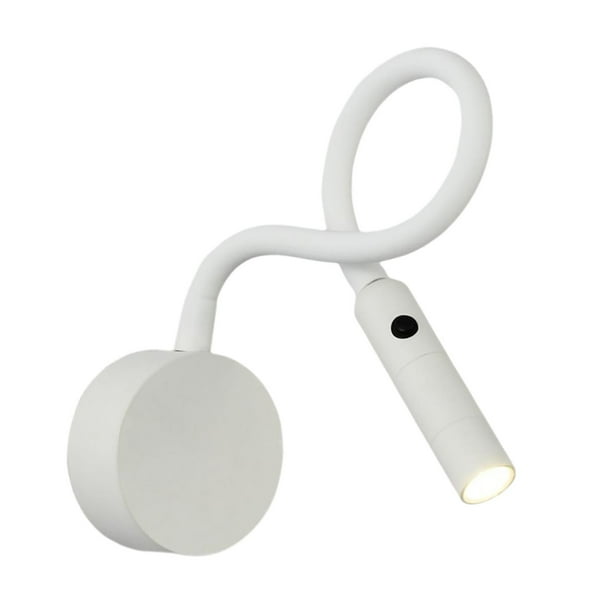 Lámpara de pared LED nórdica, foco, luz nocturna para dormitorio, hogar, hotel, loft. Interruptor de cabeza blanca