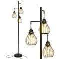 thumbnail image 1 of Brightech Teardrop Standing Floor LED Light Lamp Pole with 3 Cage Heads, Black, 1 of 9