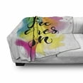 thumbnail image 3 of Beach Saying Soft Flannel Fleece Throw Blanket, Here Comes the Sun Lettering on Vivid Blended Color Ink Splatter Background, Cozy Plush for Indoor and Outdoor Use, 50" x 60", Multicolor, by Ambesonne, 3 of 6