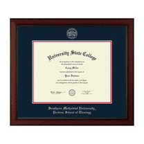 Framerly - SMU Theology Diploma Frame with Navy and Red Mat