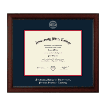 Framerly - SMU Theology Diploma Frame with Navy and Red Mat