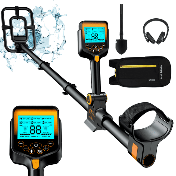 ANEKEN Professional Metal Detector - Waterproof, Foldable, High Accuracy, Rechargeable, Includes Carry Bag & Shovel