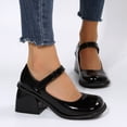 thumbnail image 2 of TIEVOSA Leisure Women Artificial Leather Solid Color Autumn Thick Sole Square Heels on Lazy People Round Toe Shoes, 2 of 7