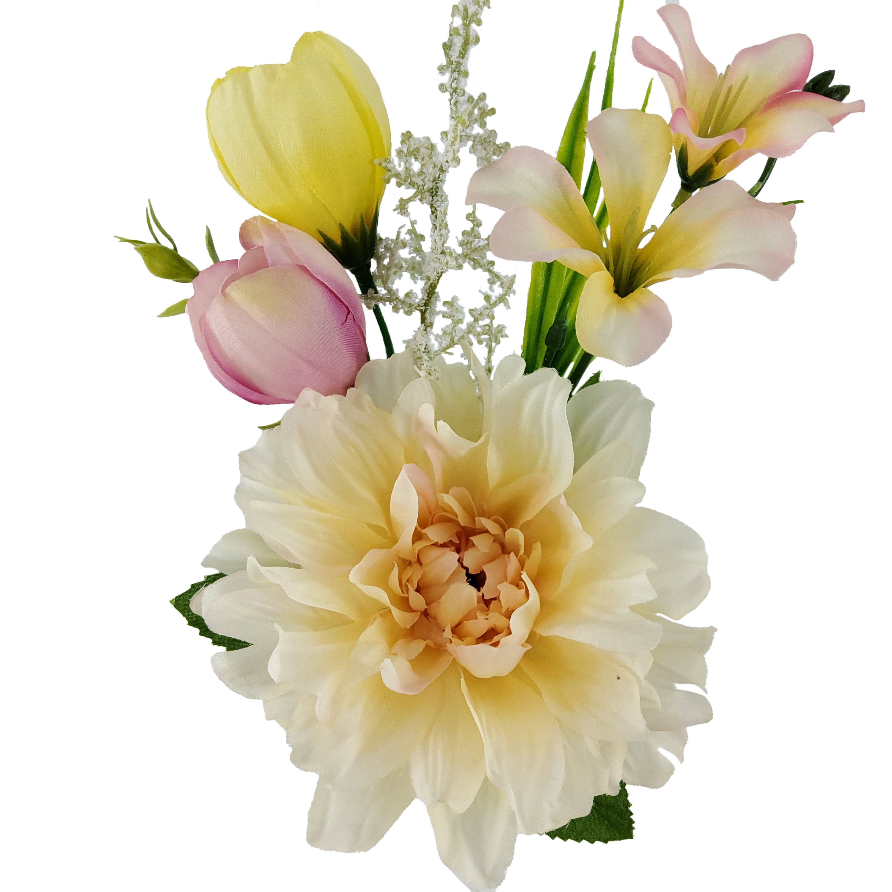 Mainstays 11.5  inches Indoor Artificial Dahlia Mix Pick, Cream Color.