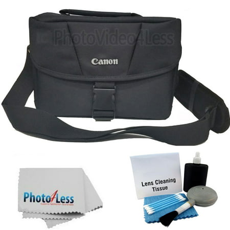 Canon EOS Shoulder Bag 100ES (Black) + Photo4less Cleaning Cloth + 5 Piece Camera & Lens Cleaning