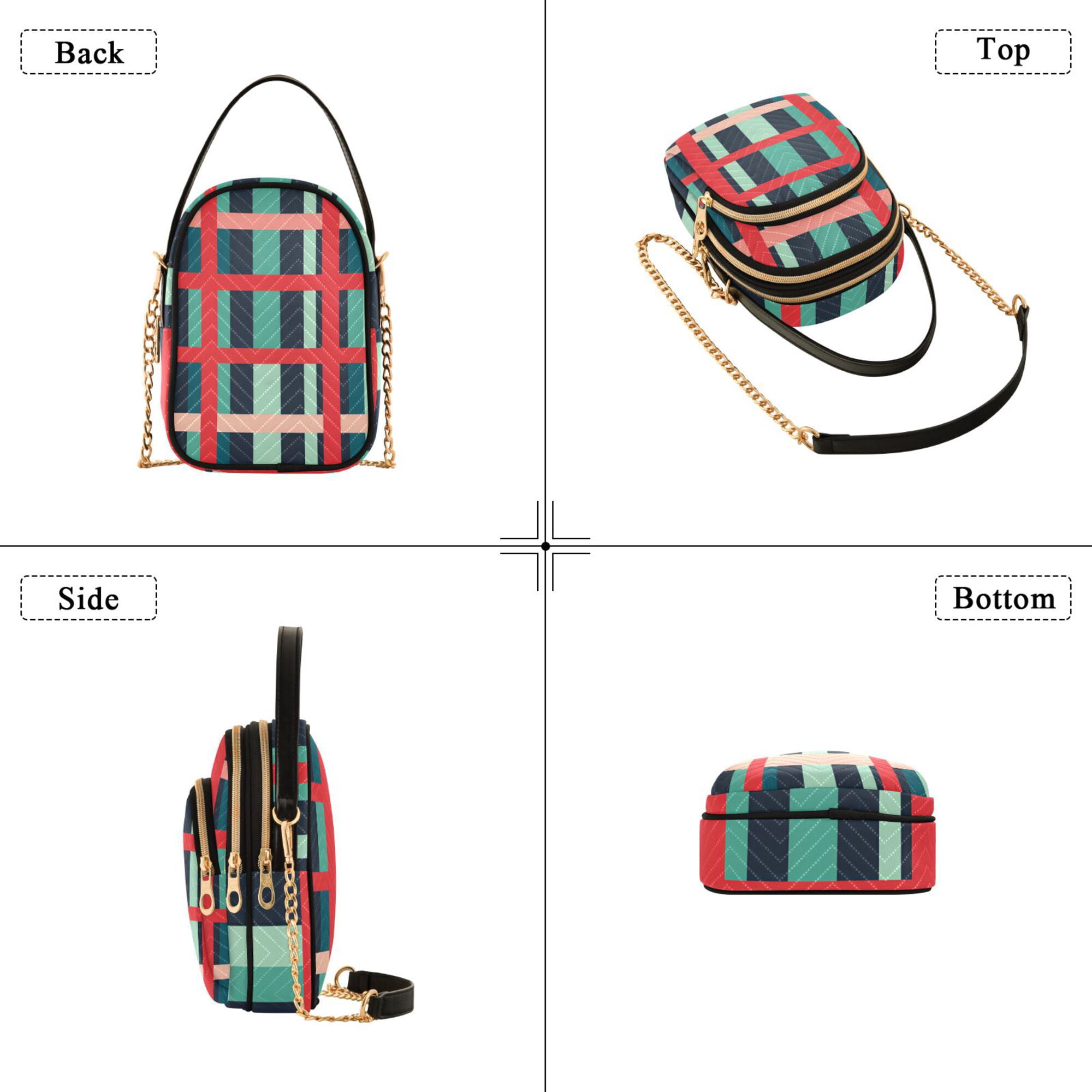 FORMRS Crossbody Bag for Women Quilted Travel Shoulder Cell Phone Purse with Chain Strap Handbag, Green Plaid