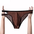 thumbnail image 4 of KHONTS Menâs Thong Underwear Lace Thongs Mesh Breathable Briefs Coffee L, 4 of 5