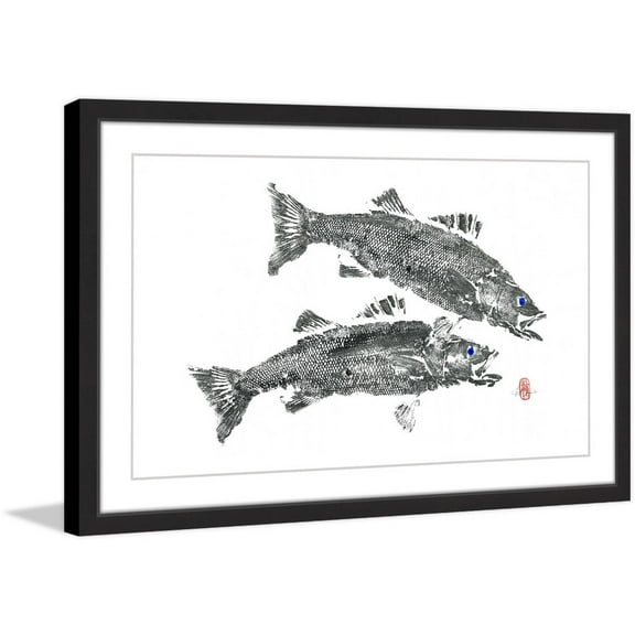 "Sea Bass in Duel" Framed Painting Print