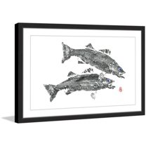"Sea Bass in Duel" Framed Painting Print