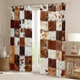 thumbnail image 2 of Homewish Retro Cattle Hide Blackout Curtains Set of 2 (52x84 Each),Country Farmhouse Lodge Window Curtains,Brown Beige White Curtains and Drapes For Teens,Super Cozy Room Decor, 2 of 6