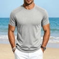 thumbnail image 2 of Men Summer Outdoor Sports Leisure Fitness Round Neck Short Sleeve T Shirt Running Athletic T-Shirts Short Sleeve Gym Tops XL Light Gray Men's Short Sleeved T Shirt, 2 of 9