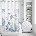 thumbnail image 2 of No Hook Shower Curtain, Blue Coastal Shower Curtains for Bathroom with See Through Top Window, Summer Beach Turtle Coral Starfish Jellyfish Waterproof & Washable Bath Curtain Small Stall 36"x78", 2 of 9