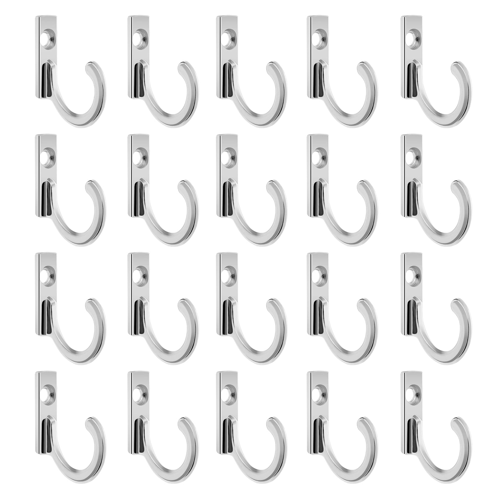 20 Pieces Wall Mounted Single Hook Robe Hooks Coat Hooks and 20 Pieces