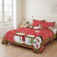 thumbnail image 2 of Quilts King Size Bedding Set, Red Christmas Snowflakes Lightweight Quilted Comforter, Winter Xmas Cute Snowman Plaid Soft Reversible Bedspread Coverlet with Pillow Covers for All Season, 96" x 106", 2 of 9