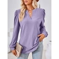 thumbnail image 4 of Spencer Women's Long Sleeve V Neck T Shirt Casual Pullover Shirts Puff Sleeve Tunic Fall Tops Loose Blouse (XL, Purple), 4 of 11