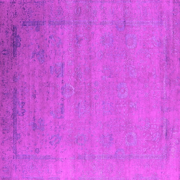 Ahgly Company Indoor Square Oriental Pink Industrial Area Rugs, 7' Square