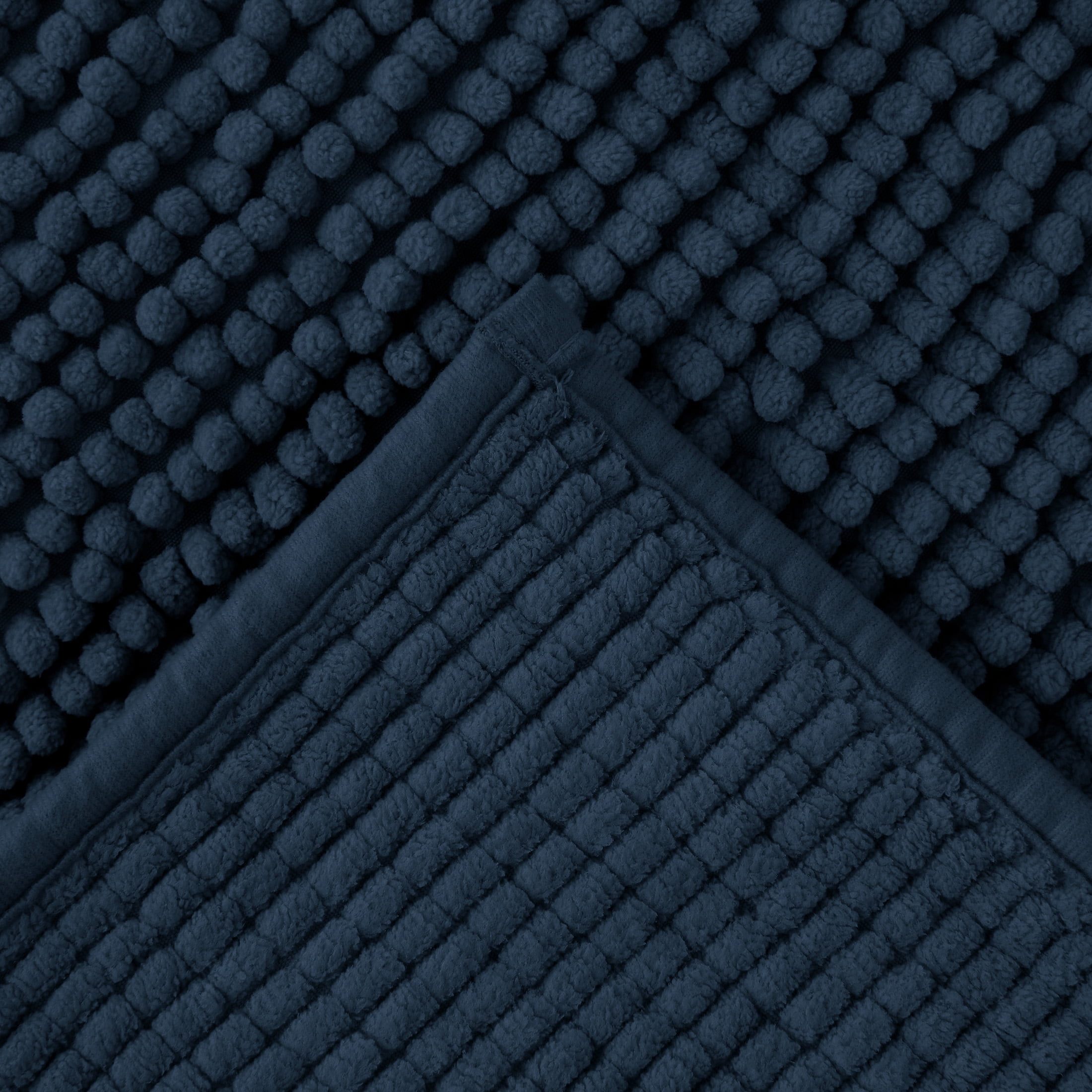 Mainstays Basic Polyester Chenille Noodle Bath Rug, Blue Cove, 17"x24", 2-Piece Set