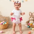 thumbnail image 2 of Easter Girls' Pp Pants Hair Accessory 2 Piece Set With Cartoon Egg Print Diaper Cover White 3M-6M, 2 of 6